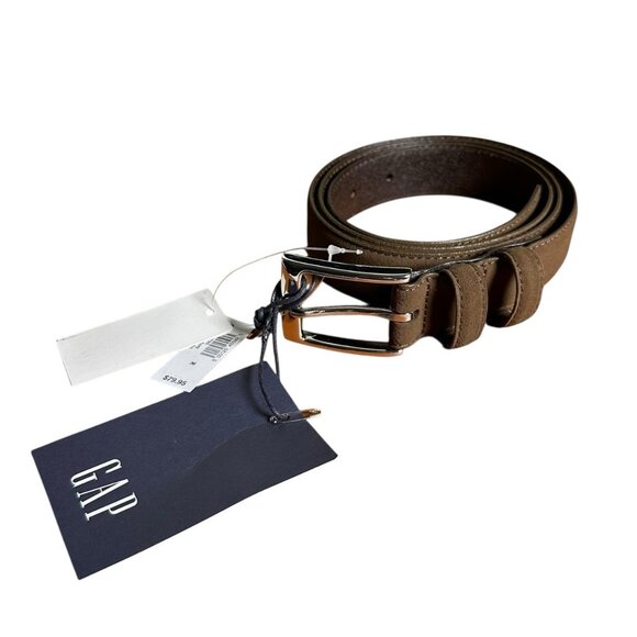 GAP Suede Cow Leather Belt Men’s Sz 36 Brown 1” Wide Chocolate Equestrian Preppy - Picture 2 of 10